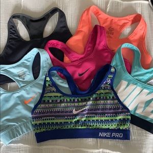 6 NIKE DRI FIT SPORTS BRAS